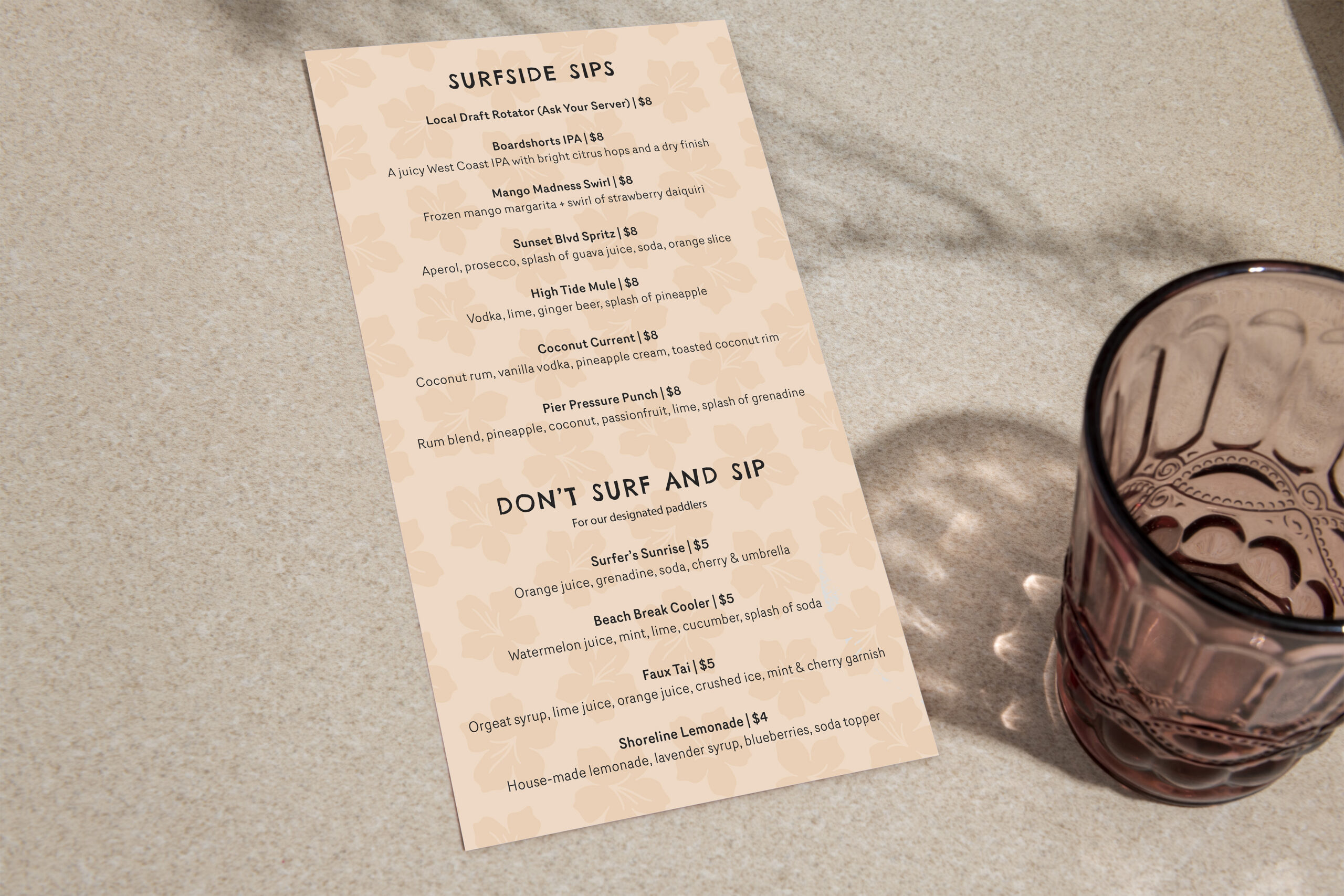 drink menu mock